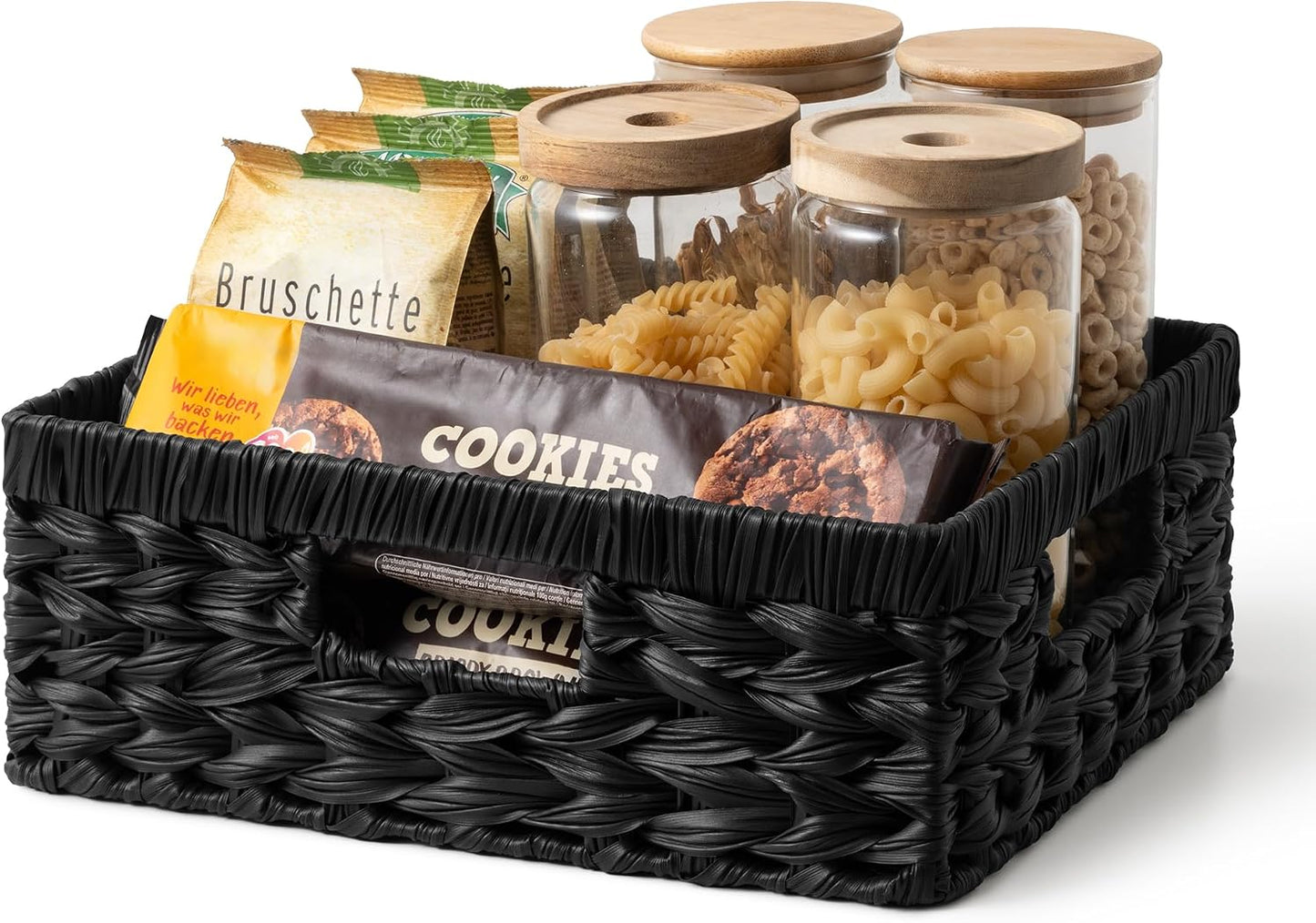 GRANNY SAYS Wicker Storage Baskets for Shelves, Water Hyacinth Basket with Scalloped Edge, Storage Wicker Baskets for Pantry, Large, 2-Pack