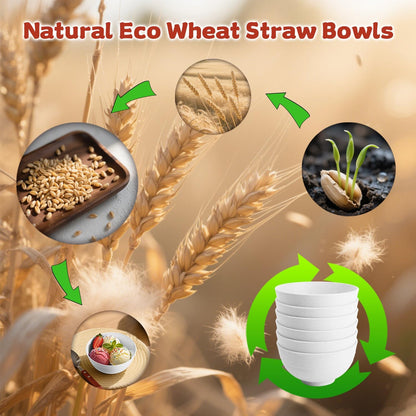 Wrova Wheat Straw Bowls for Kitchen set of 6,Anti-Scald Thick Soup Bowls 40oz,Microwave and Dishwasher Safe Bowl Sets, Unbreakable Cereal Bowl Sets. Vibrant Series
