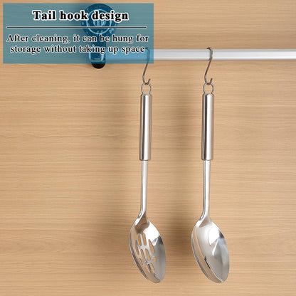 Cooking Spoons Set, ReaNea Stainless Steel Kitchen Solid Slotted Spoon, Cooking Utensils Set, Mixing, Serving, Stiring Large Spoons, Gifts for Home, Restaurant