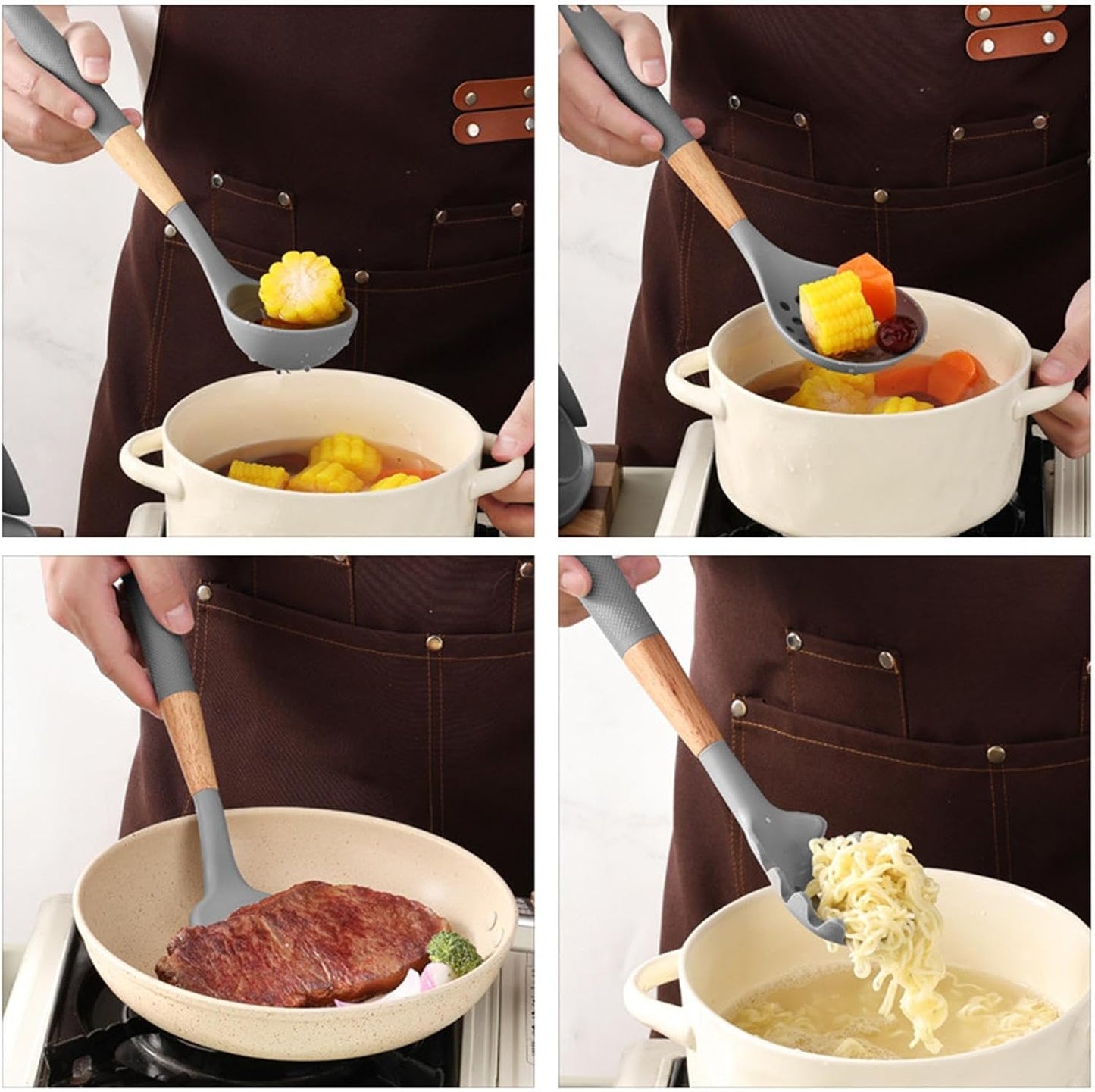 Cooking Utensils Set, With Holder, 1set, Silicone Kitchen Utensils Set, Silicone Spatulas, Food Grade Non Stick Coating Design, For Home Restaurant Camping