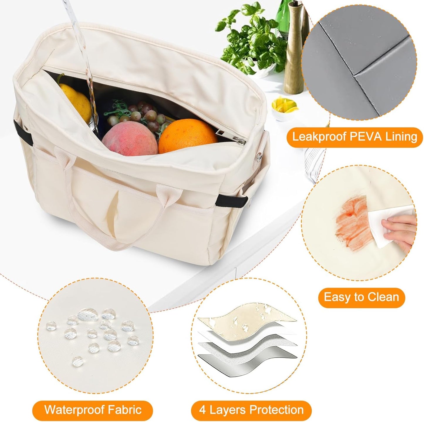 MAXTOP Lunch Bag Women for Work Insulated Thermal Lunch Box for Men with Wide-Open Pocket Reusable Leakproof Cooler Bags with Removable Shoulder Strap for Teacher Nurse Office Picnic Travel Black