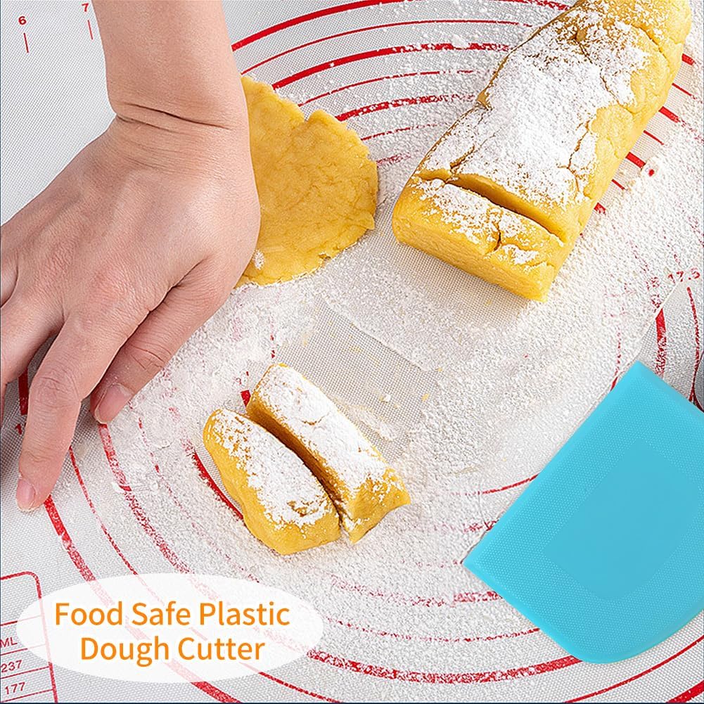 ALLTOP Bowl Spatula & Bench Scraper,Flexible Plastic Multipurpose Kitchen Pastry Cutter Tool,Food Scrappers for Bread Dough Baking Cake Fondant Icing,Set of 2 Pieces - White,Green
