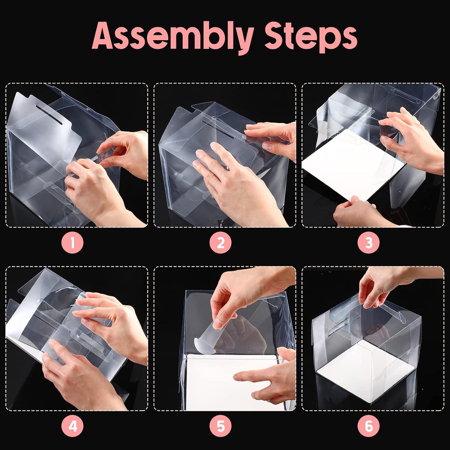 32 Pcs 6x6x5inch Clear Cake Box with Handles Transparent Bakery Boxes Mini Cupcake Carrier with Lid Plastic Gift Containers for Cake Chocolate Dessert Birthday Wedding Christmas Party Favors