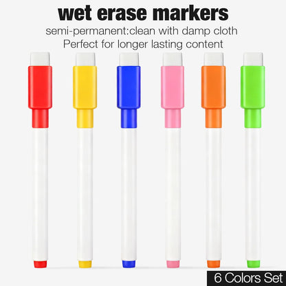 Acrylic Magnetic Dry Erase Calendar for Fridge Clear 37 * 27cm Vertical Weekly Meal Planner Menu Erasable Whiteboard Planning Board White 15" x 11" in/ 6 Color Wet Erase Marker