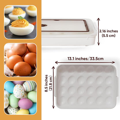 77L Deviled Egg Containers with Lid (Set of 2), Plastic Deviled Egg Tray Carrier with Handle for 48 Eggs, Clear Storage Egg Platter for Deviled Eggs, Easter Party Fridge Stackable Portable Egg Holder