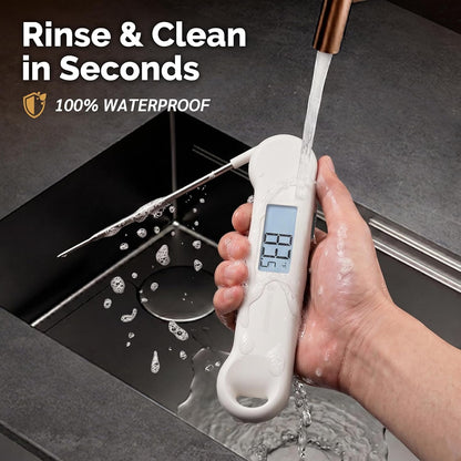 0.5 Sec Instant Read Meat Thermometer Digital for Outdoor Fryer, Black