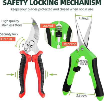 EWPJDK 3 Pack Garden Pruning Shears Scissors Clippers Stainless Steel