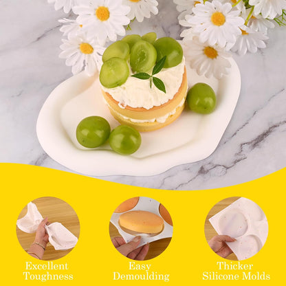 HUAKENER 2 Pcs Mini Fluted Cake Pan, 6-Cavity Fluted Cake Mold, Non-stick Silicone Baking Mold for Cupcakes, Donuts, Cornbread, Brownies, Jellies