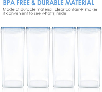 Vtopmart 4 PCS Large Food Storage Containers 5.2L / 175oz, 4 Pieces BPA Free Plastic Airtight Canisters for Flour, Sugar, Baking Supplies, Rice with Lids, 4 Measuring Cups and 24 Labels, Black