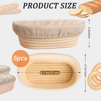 Nalcant 4 Pack Oval Banneton Proofing Basket Set, 10 Inch
