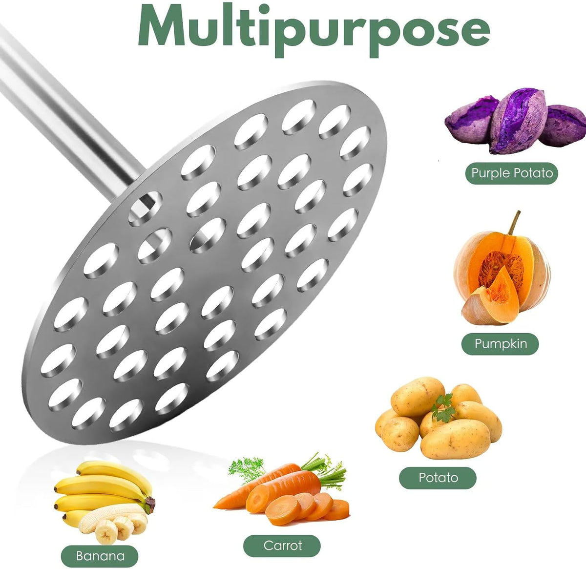 Stainless Steel Potato Masher - Heavy Duty Mashed Potato Maker