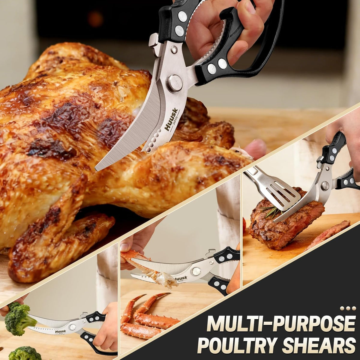 Huusk Poultry Shears Heavy Duty – All Purpose Japanese Kitchen Scissors