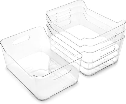 BINO | Plastic Organizer Bins, X-Small - 4 Pack | THE SOHO COLLECTION | Multi-Use Organizer Bins | Pantry & Freezer Bin | Plastic Storage Containers | Bin for Home & Kitchen Org