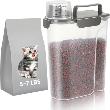 LEAWALK 5-7Lbs Cat Dog Storage Container, Portable Pet Food Containers with Upgraded Large Spout and Cup, Small Animal Kibble Dispenser for Bird Seed, Oatmeal, Rice, Flour, Brown Sugart-Dark Green