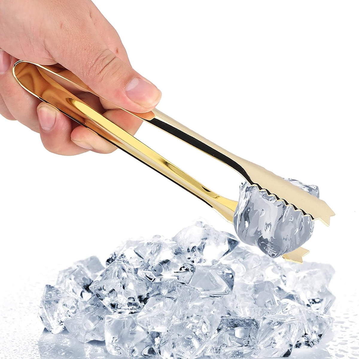 Ice Tongs, Serving Tongs Bar Sugar Stainless Steel Biscuit Buffet Grill Kitchen Edition Clamp Tool Heat Non Slip Grip Glossy Silver For Baking Pastry Salad BBQ Cooking