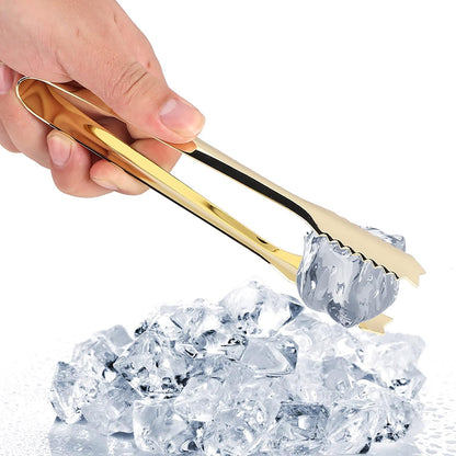 Ice Tongs, Serving Tongs Bar Sugar Stainless Steel Biscuit Buffet Grill Kitchen Edition Clamp Tool Heat Non Slip Grip Glossy Silver For Baking Pastry Salad BBQ Cooking