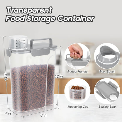 LEAWALK 5Lbs Airtight Cat Dog Food Storage Container with Upgraded Large Nozzle BPA-Free, Pet Food Storage Containers for Rice, Grain, Pet Food, Flour, Dog Treat Storage (Dark Gray, 5L-1pack)