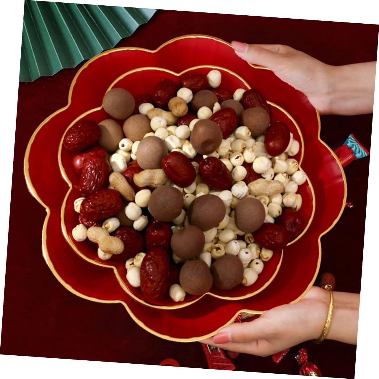 Alipis Wedding Themed Serving Tray Chinese Style Fruit Display Plate for Parties Desserts and Snacks Elegant Floral Design for Celebrations and Events for Weddings Showers and Birthdays