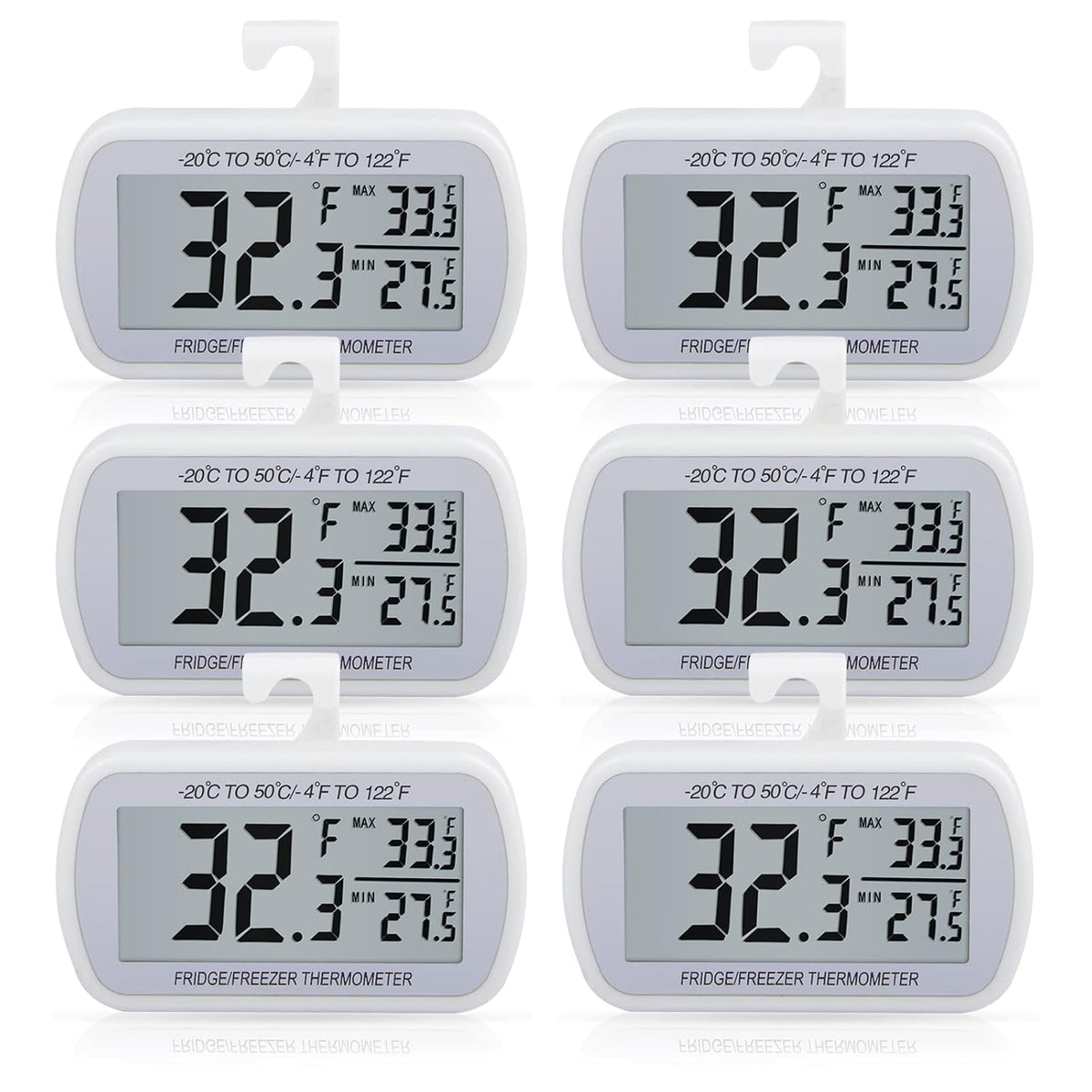 AEVETE Waterproof Digital Refrigerator Freezer Thermometer Large LCD