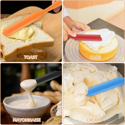 4-Pack Silicone Jar Spatula Set, Long Handle Nonstick Scraper Tools