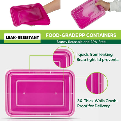 50 Pack Meal Prep Containers with Lids 38oz - BPA-Free, Reusable, Leakproof Food Storage Containers - Microwave/Dishwasher/Freezer Safe, To Go Take Out Plastic Food Storage Pans(Blue)