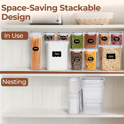 ComSaf Rice Container Set of 2(9.5L/10Qt), Large Airtight Food Storage Containers with Lid and Rice Washer, Plastic Canisters Sets for The Kitchen, Pantry Organizers for Flour, Cereal and Cooking