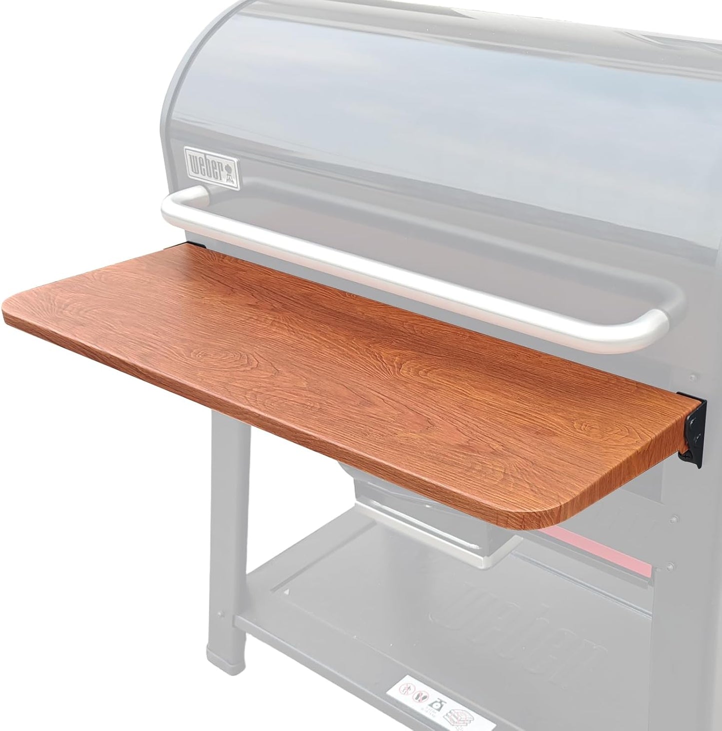 QuliMetal Folding Front Shelf for Traeger Pro 34, Texas Elite 34, Century 885 and Eastwood 34, 37" x 12" Heavy-Duty Grill Prep Table with Cutting Board, Stainless Steel Basin, Lid and 5 Hooks