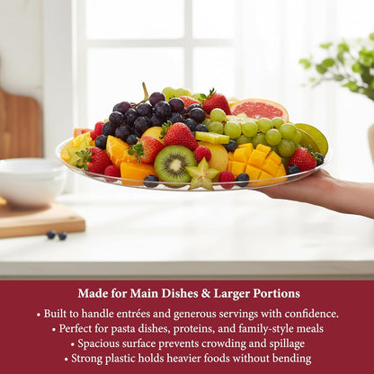 Smarty Had A Party 12 Inch Black Round Plastic Serving Tray – Heavy-Duty Party Platters & Catering Trays, Reusable or Disposable Plastic Trays for Serving Food, Elegant Party Tray Set of 25