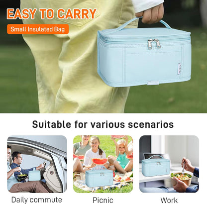 NOL Mini Insulated Lunch Bag for Women Men Kids | Small Leakproof Reusable Lunch Tote | Fits 6 Cans 330ml | Thermal Cooler for Work School Picnic Camping, Navy blue