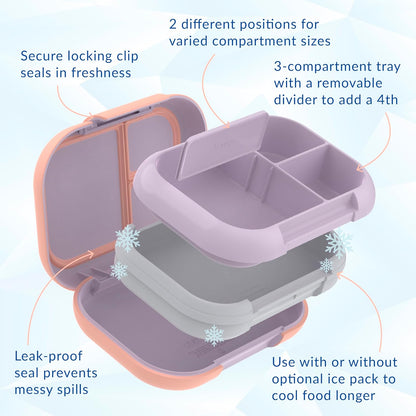 Bentgo Chill Max Leak-Proof XL Lunch Box - Included Ice Pack Keeps Food Cold; 5-Cup Capacity for Adults & Ages 8+, 3 or 4 Compartment Bento Box, BPA-Free, Dishwasher Safe (Bone & Glacier Blue)