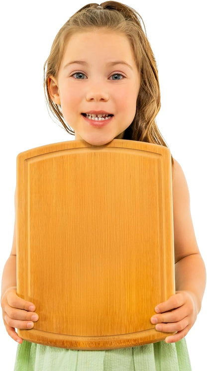 Greener Chef Luxury Bamboo Cutting Board Set of 3 with Glue-Free Surface Technology - Extra Spacious Wood Cutting Boards for Kitchen and XL Chopping Board Set - Replacements for Life
