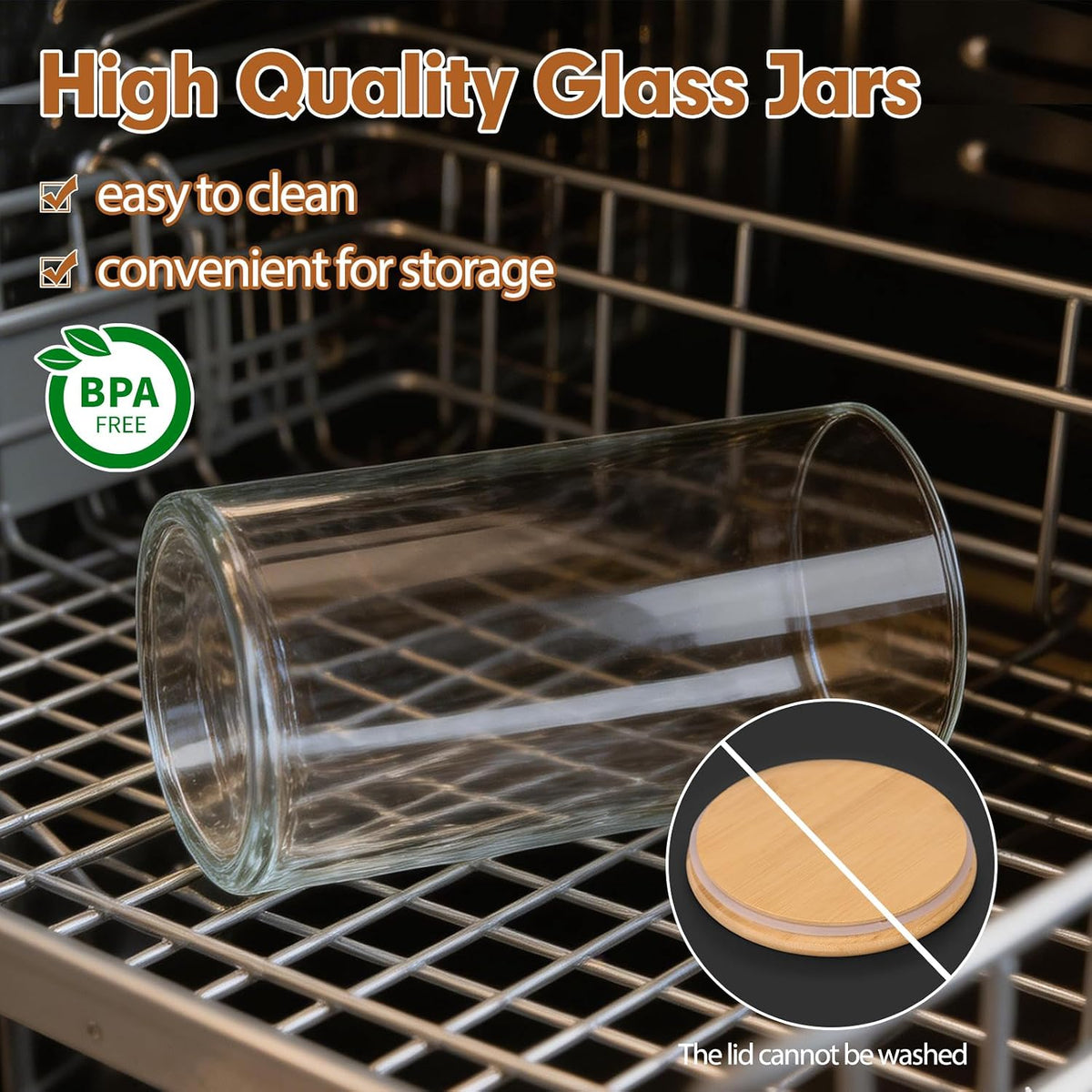 Moretoes 3 Pack 2qt Glass Storage Containers with Bamboo Press Lids, Large Airtight Food Storage Jars for Pantry, Flour, Sugar, Dry Goods