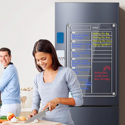 Acrylic Magnetic Meal Planner 8"x12", Magnetic Refrigerator Dry Erase Board Weekly Meal Planner for Fridge, to-Do Shopping List Chore Chart (Weekly)