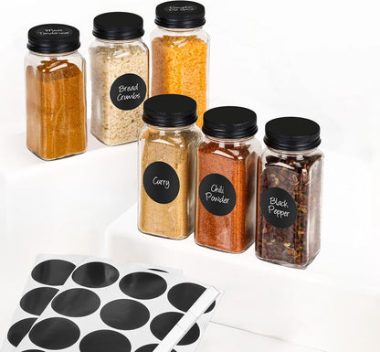 DIDITIME Spice Jars with Label, 4oz Empty Square Seasoning Containers