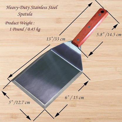 La Cuisine Extra Flexible Stainless Steel Fish Slotted Spatula Turner with Beveled Edge Wood handle, 6.5" Blade, 11" Length for Flipping Fish, Eggs, Pancakes, Patties & Fries