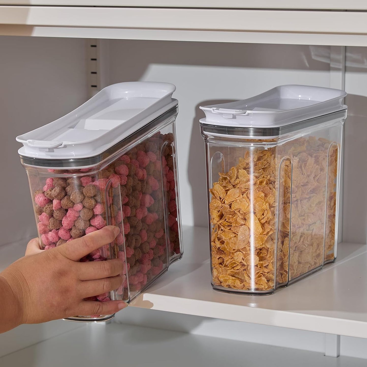 Food Dispenser Set, Airtight Food Storage Container with Lid 1.5L,2PCS BPA-FREE Plastic Pantry Organization Canisters for Nuts Quinoa Coffee and More Dry Food in Kitchen
