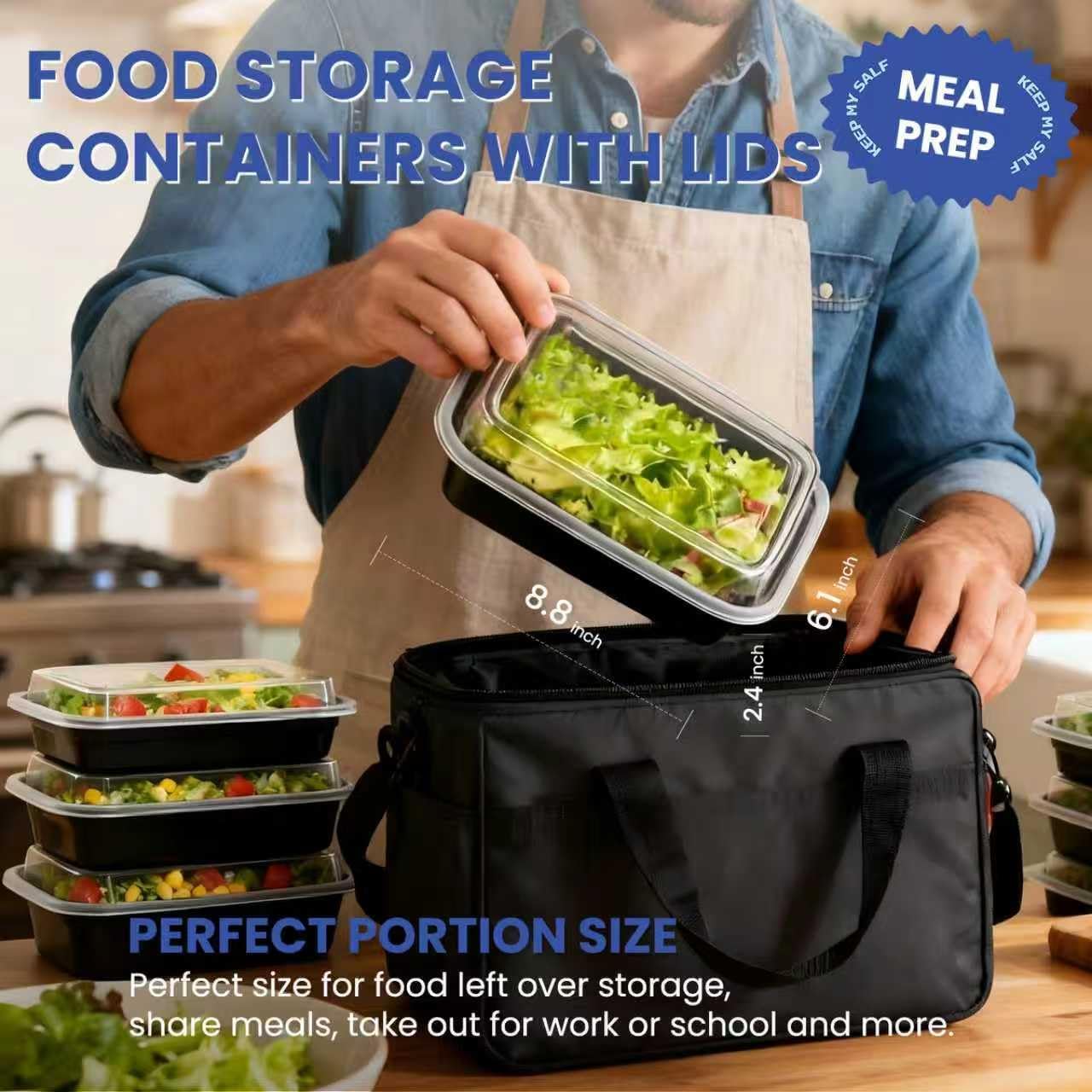 32oz 10 Pack Meal Prep Containers, BPA-Free Microwave Freezer Dishwasher Safe To Go Food Containers, Disposable Food Storage Containers with Lids, Leakproof Food Prep Containers with Lids