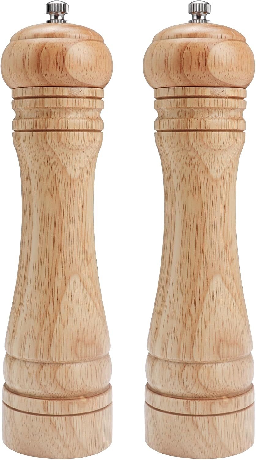 Gulex Wood Pepper Grinder Pepper Mill Adjustable Coarseness 8 Inch Retro