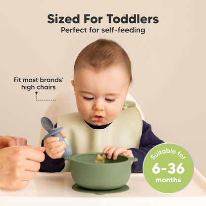 KeaBabies 2-Pack Baby Bowls with Suctions, Lids, Silicone (Terracotta)