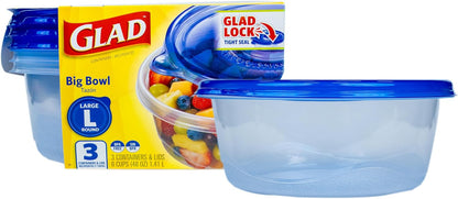 Glad GladWare Tall Entree Food Storage Containers with Lids, Large Square BPA Free Plastic for Meal Prep and Lunches, Lock Tight Seal, Microwave and Dishwasher Safe, 42 Oz, 3 Count