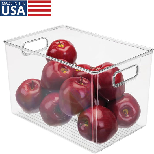 iDesign Linus BPA-Free Plastic Deep Kitchen Storage Bin, Clear | With Handles, 12" x 8" x 7.75"