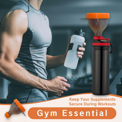 2Pack Protein Powder Container to go Portable Supplement Funnels for Filling Bottles with Protein Powder Compartment Pill Storage, Great for Workout, Travel, to-Go, Fitness