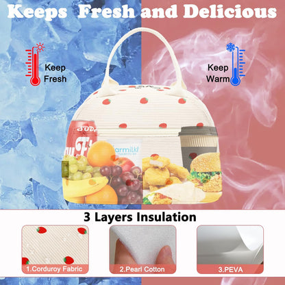 GYEUKHAM Lunch Bag Women, Lunch Box for Adult Men Kids Girls, Small Cute Lunchbox Tote Large Capacity Insulated Lunch Container Cooler for Work School Picnic Travel, Black White Stripes