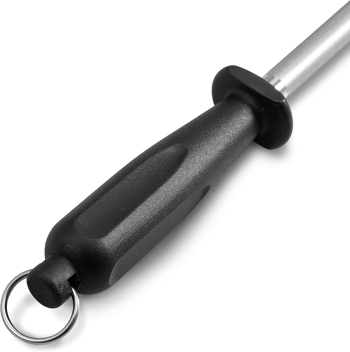 12-Inch Knife Sharpening Rod, Fine Carbon Honing Steel, Black Handle