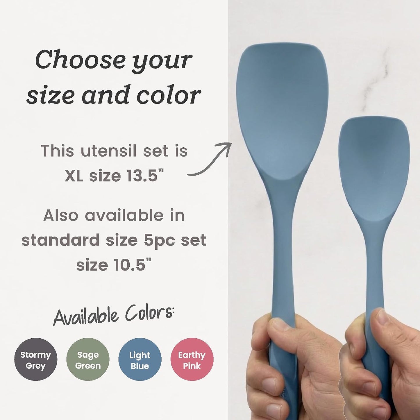 Starpack Like a Boss XL Silicone Cooking Utensils Set (6-Piece, 13.5") - LFGB Certified, 600°F Heat Resistant, BPA-Free - Heavy-Duty Steel Core, Dishwasher Safe - for Nonstick Cookware, Sage Green