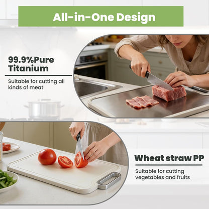 Titanium Cutting Board, Double Sided Pure Titanium Chopping Board, 16”×10”