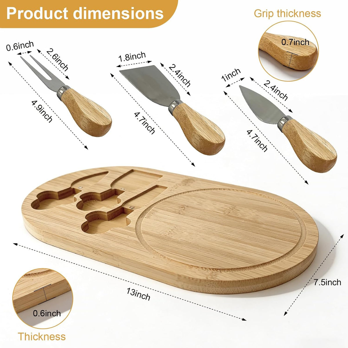 13x7.5 Inche Charcuterie Board Set, Mini Charcuterie Boards, Bamboo Cheese Board Gift Set, Individual Small Tabla De Quesos Madera with Housewarming Gifts for Wedding, Bridal Shower,Birthday for Women