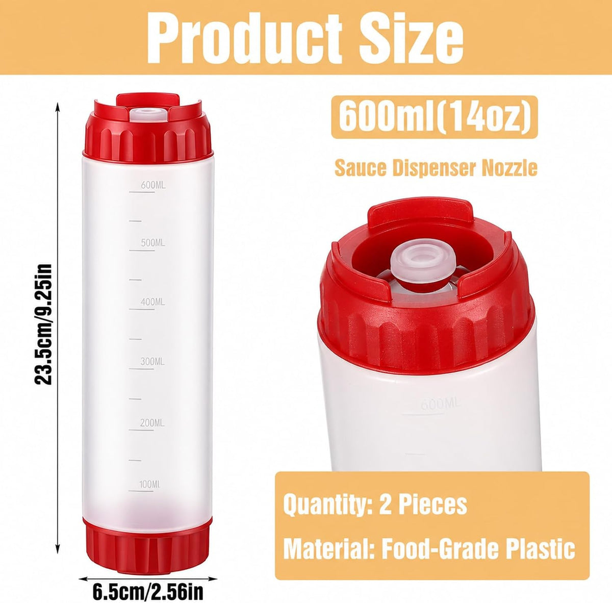 2 Pcs 16 oz Inverted Squeeze Bottles, Valve Condiment Dispenser (Black)