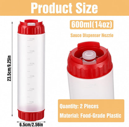 2 Pcs 16 oz Inverted Squeeze Bottles, Valve Condiment Dispenser (Black)
