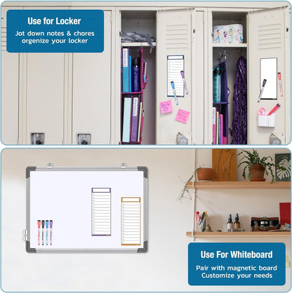Magnetic White Board for Fridge - Dry Erase Meal Planner for Refrigerator - Weekly Menu Board, Grocery List, Memo Pad, Fridge and Freezer Inventory List - Kitchen Whiteboard with 4 Markers - 4" x 10"